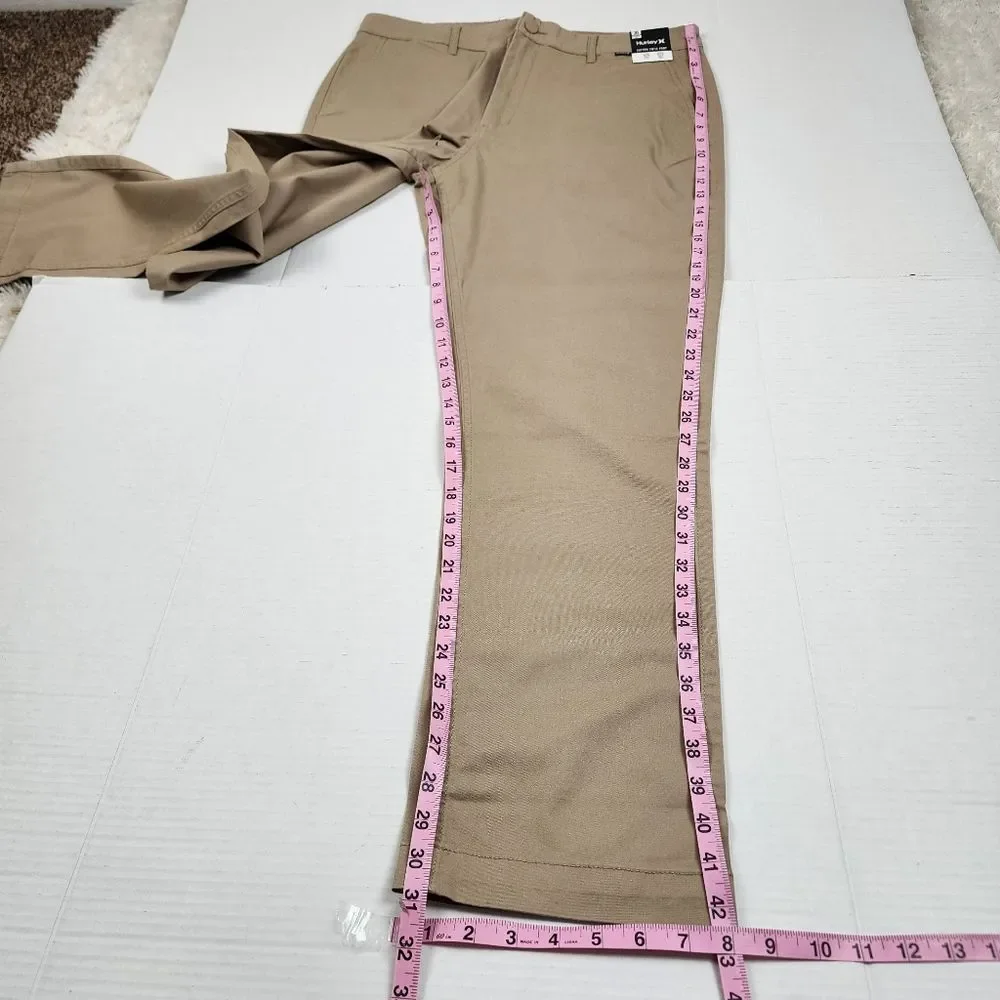 NWT Hurley Everyday Twill Chino Pants Men's 36 Khaki Beige Stretch Work Golf - Picture 9 of 14